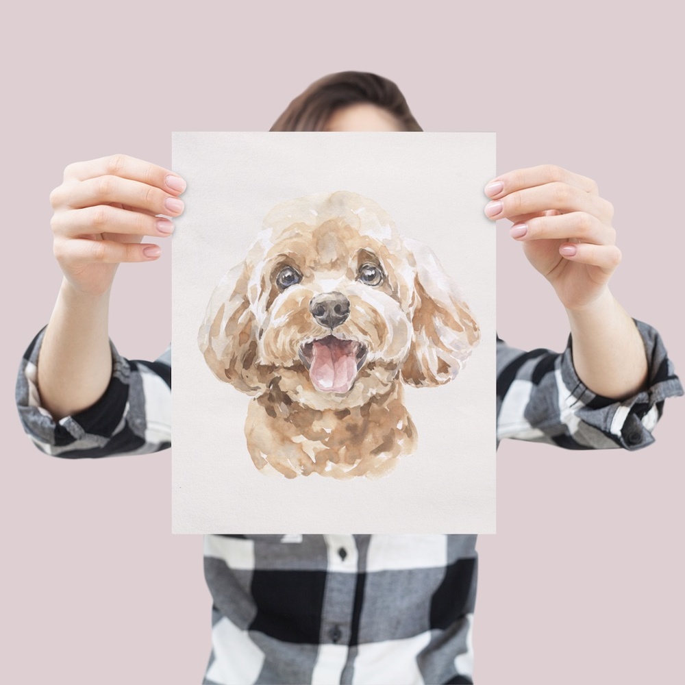 Watercolor Toy Poodle Pet Dog Wall Art Illustration Print Poster Card Unframed - Picture 3 of 7